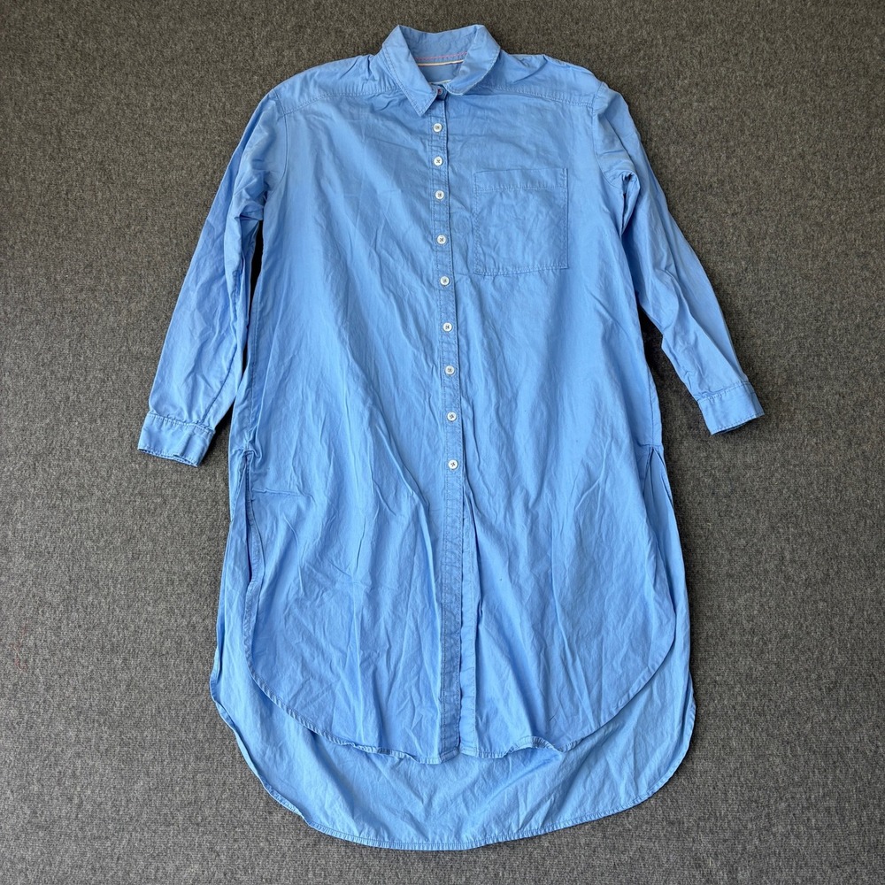 Maeve Anthropologie Blue Cotton High Low Button Down Shirt Dress XS
